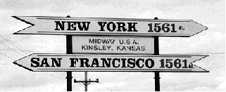 Kinsley, Kansas, is the half-way point between the two coasts.