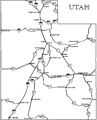 US50 - Utah: Travel US 50 through Utah, UT. The Beehive State. The capital is Salt
Lake City. The state motto is: Industry.
Highway 50, Green River, John Wesley Powell, 
Salina, Delta, Millard County, Topaz Relocation, Sevier